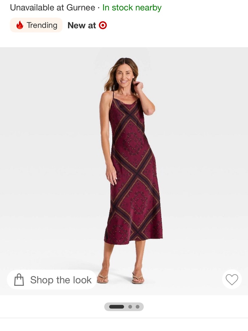 a new day Burgundy Bandana-Print Midi Slip Dress
